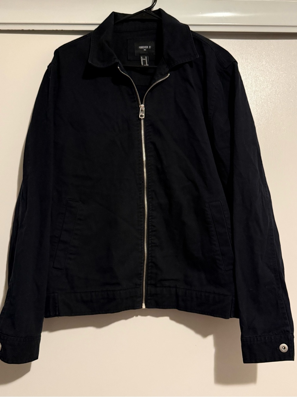 Forever 21 Men's Black Zip-Up Bomber Jacket